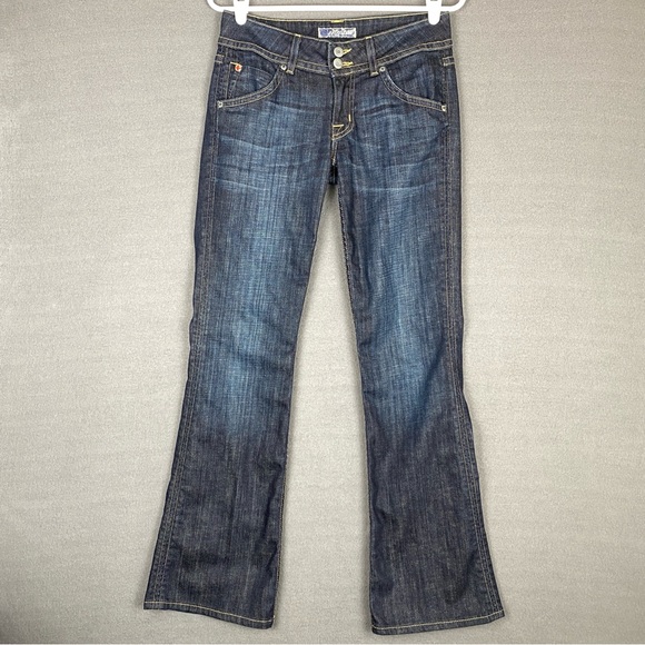 Hudson Bootcut Jeans Women’s 29 Low Rise Dark‎ Wash Denim Pocket Flaps Y2K - Picture 1 of 11